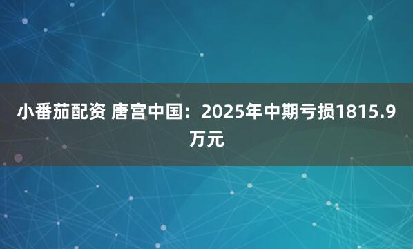 小番茄配资 唐宫中国：2025年中期亏损1815.9万元