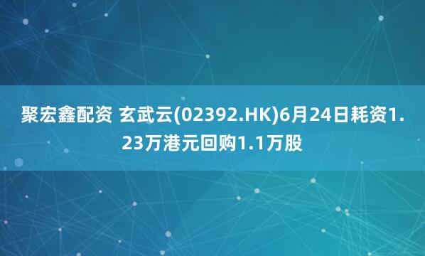 聚宏鑫配资 玄武云(02392.HK)6月24日耗资1.23万港元回购1.1万股