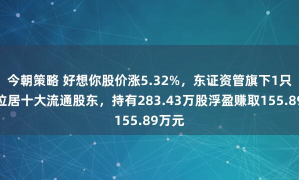 今朝策略 好想你股价涨5.32%，东证资管旗下1只基金位居十大流通股东，持有283.43万股浮盈赚取155.89万元